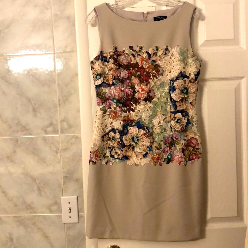 Tahari Appliqué Sheath Dress